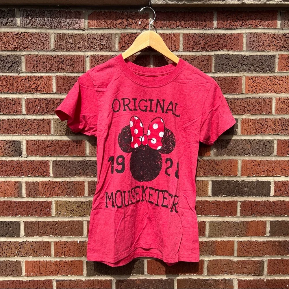 Disney Store Dusty Red and Black Minnie Mouse The Original Mouseketeer Tee Shirt